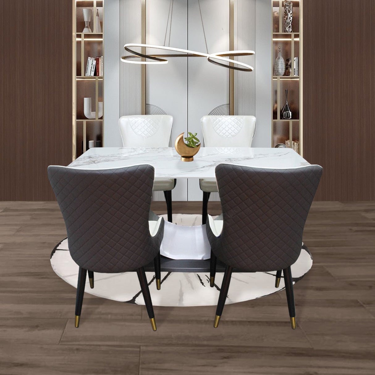 Comedor Zurich Blanco 80x75cm Rectangular de Cuatro Puestos con Cuatro Sillas - COMEDORES | Bylmo