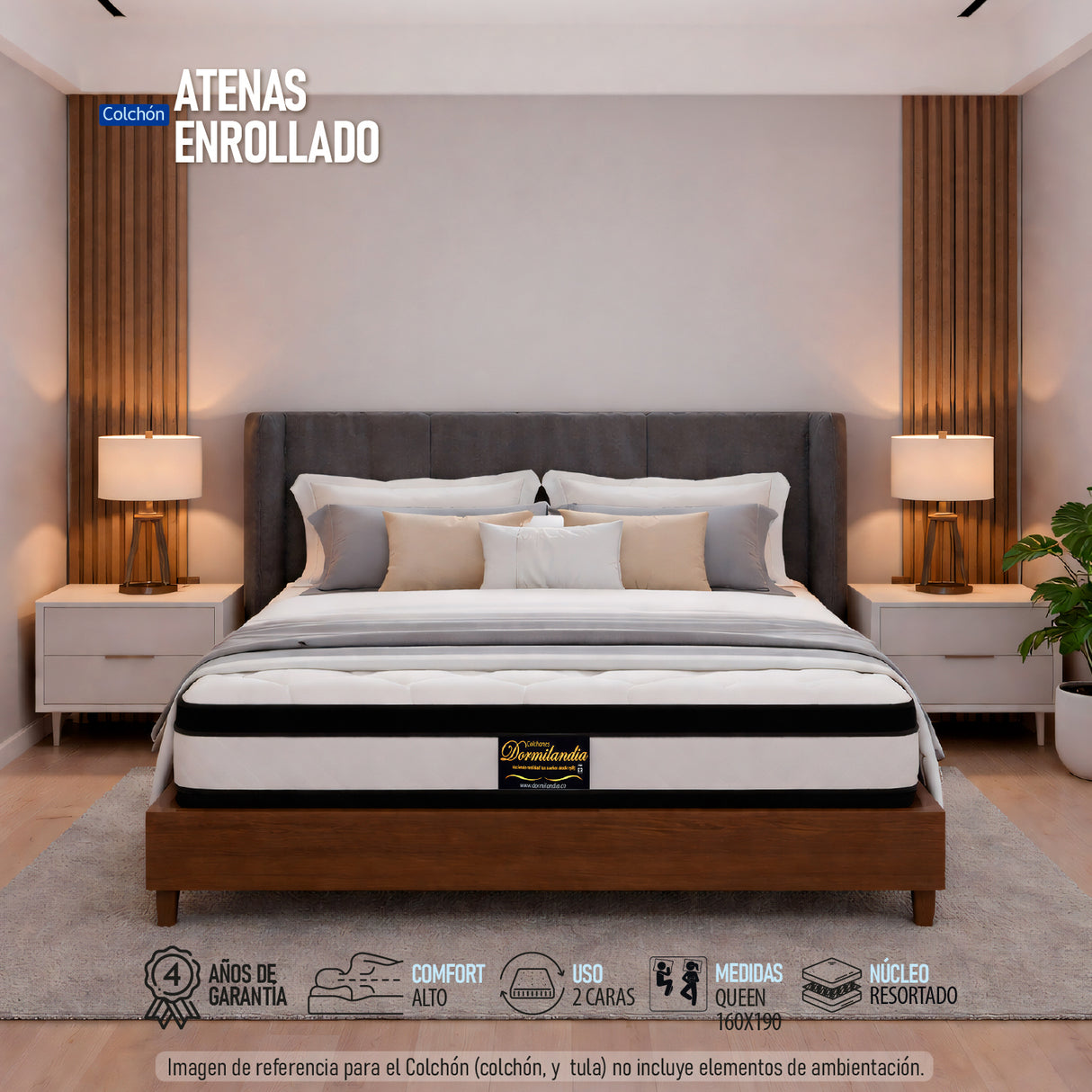 Colchón Enrollado Atenas Blanco Queen 160 X 190 Cm Firmeza Medio Doble Faz - COLCHONES | Bylmo