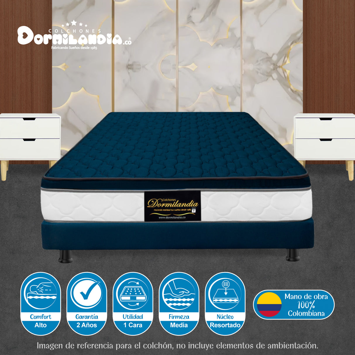 Colchón Dublín Azul Semidoble 120 X 190 Cm Firmeza Medio - COLCHONES | Bylmo