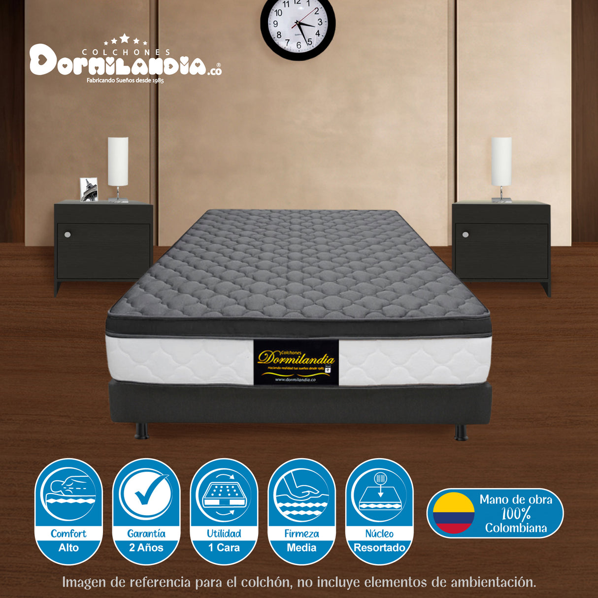 Colchón Dublín Gris Semidoble 120 X 190 Cm Firmeza Medio - COLCHONES | Bylmo