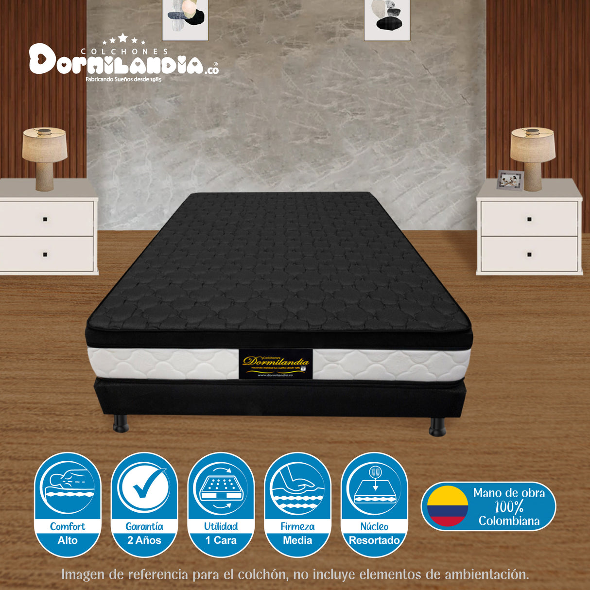 Colchón Dublín Negro King 200 X 200 Cm Firmeza Medio - COLCHONES | Bylmo