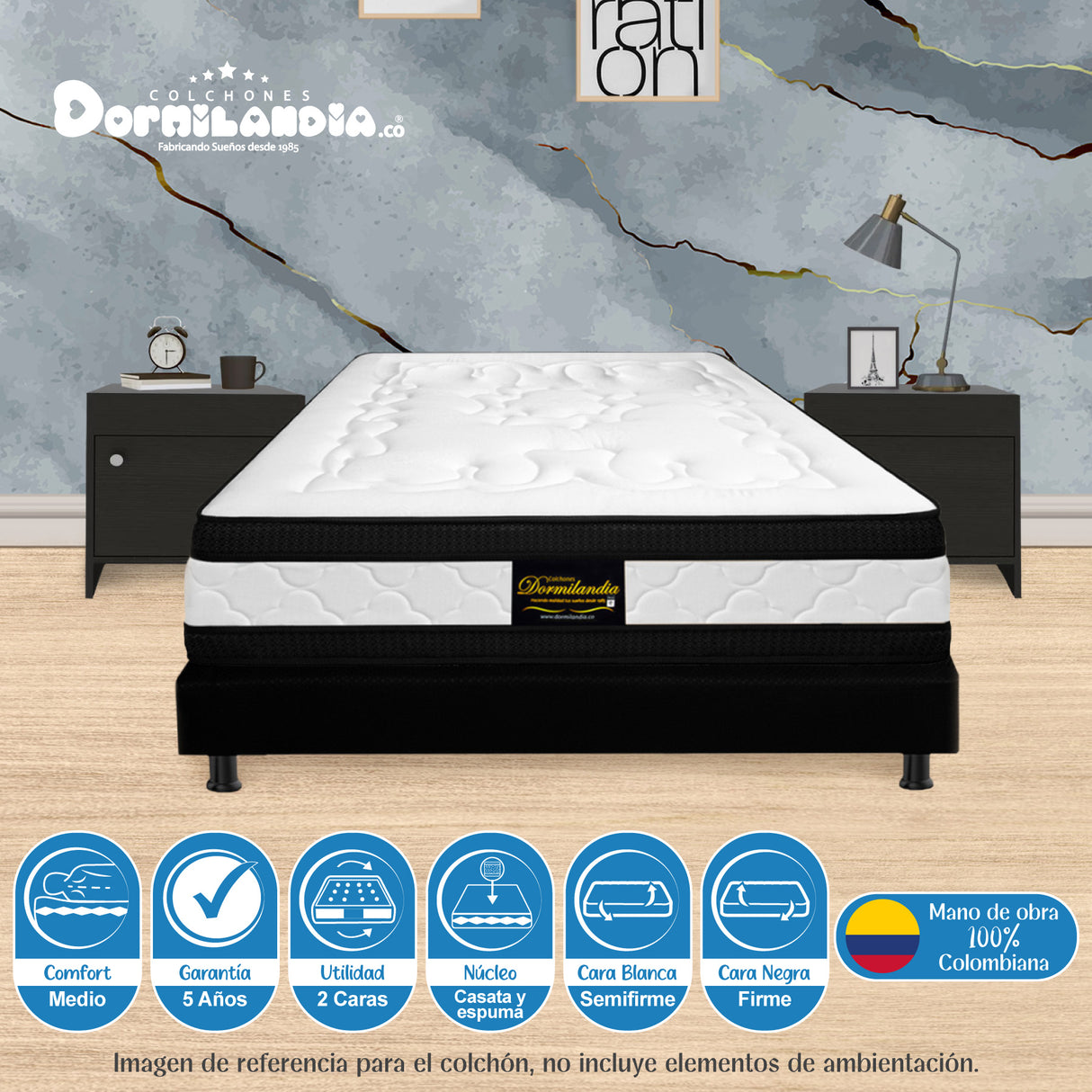 Colchón Casata Blanco Queen 160 X 190 Cm Firmeza Medio Firme Doble Faz - COLCHONES | Bylmo