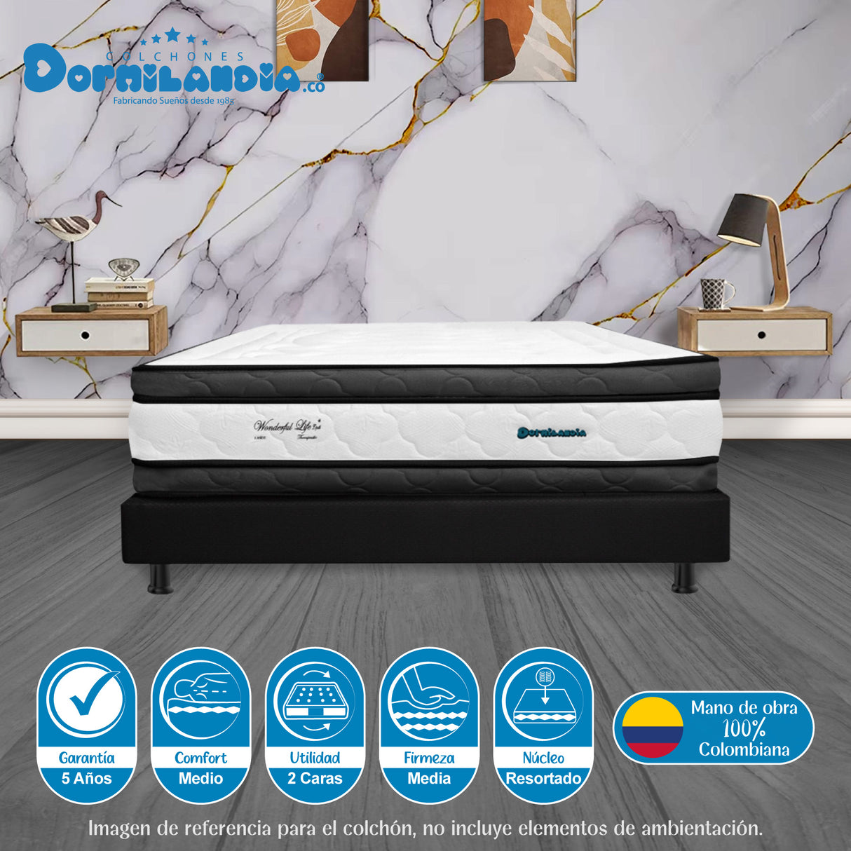 Colchón Wonderful Blanco Doble 140 X 190 Cm Firmeza Medio Doble Faz - COLCHONES | Bylmo