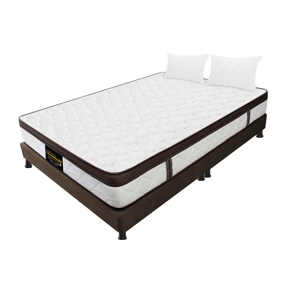 Combo Base Cama y Colchón Dublín Cafe Queen 160 X 190 Cm Firmeza Medio - COLCHONES | Bylmo