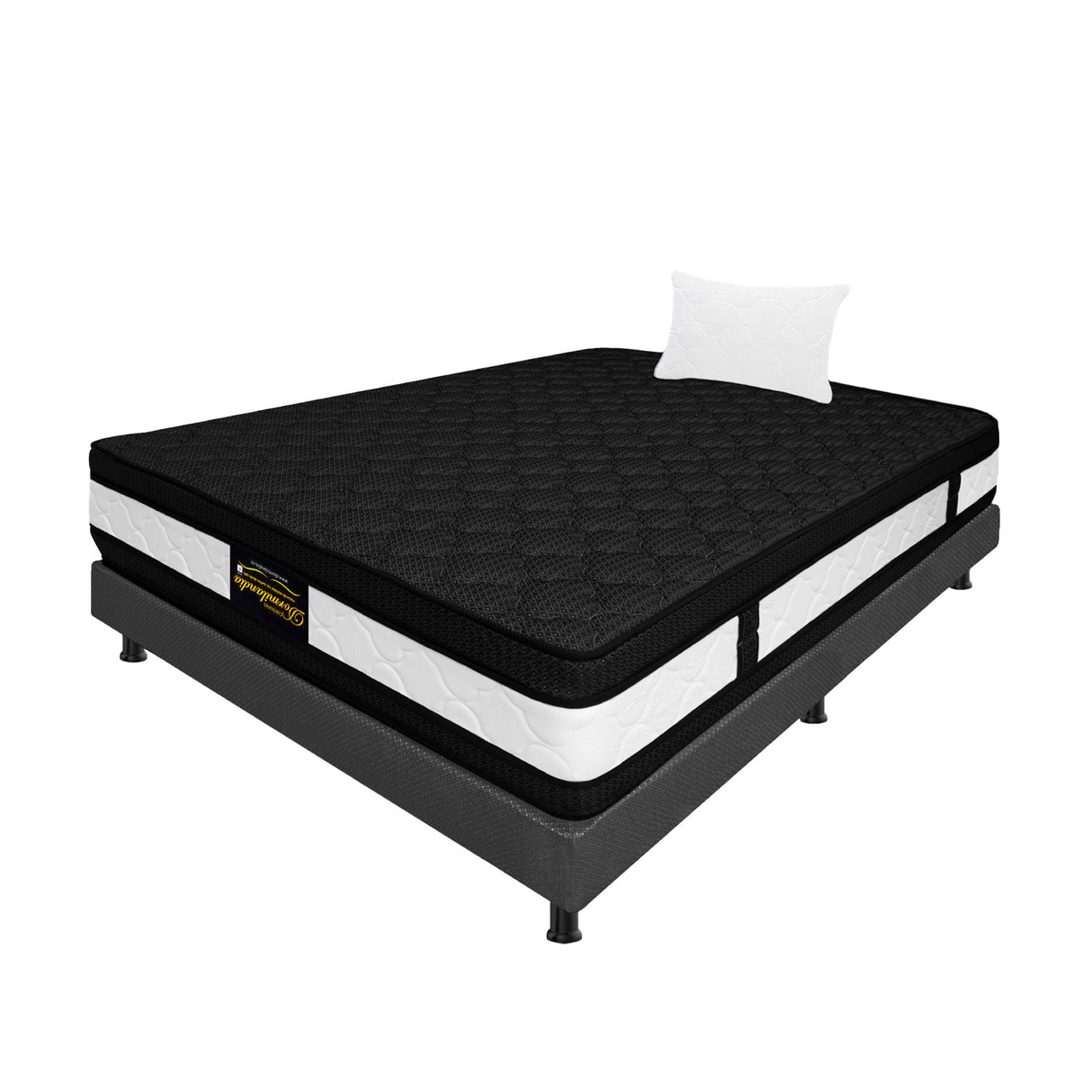 Combo Base Cama y Colchón Casata Blanco y Gris Sencillo 100 X 190 Cm Firmeza Medio Firme Doble Faz - COLCHONES | Bylmo