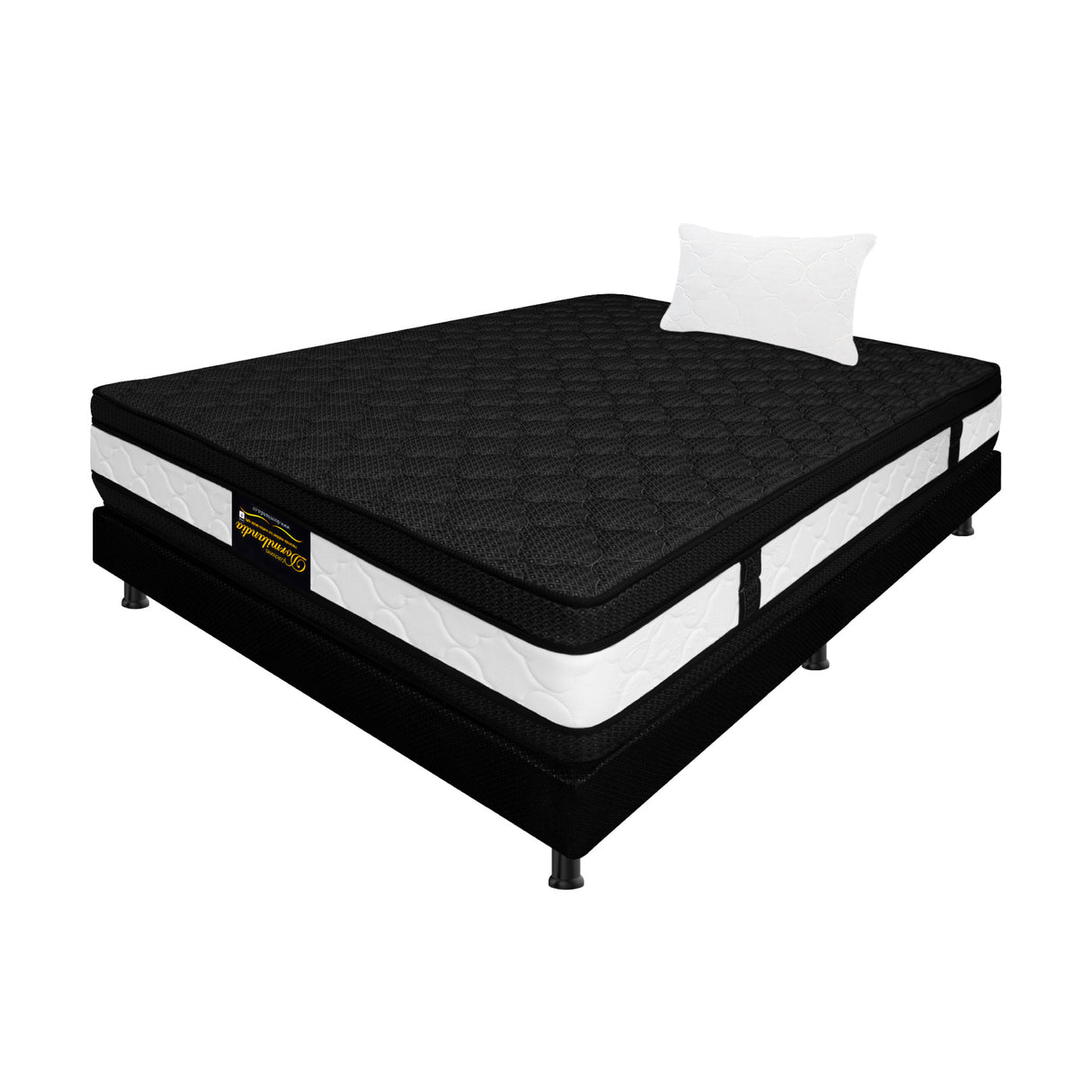 Combo Base Cama y Colchón Casata Blanco y Negro Sencillo 100 X 190 Cm Firmeza Medio Firme Doble Faz - COLCHONES | Bylmo
