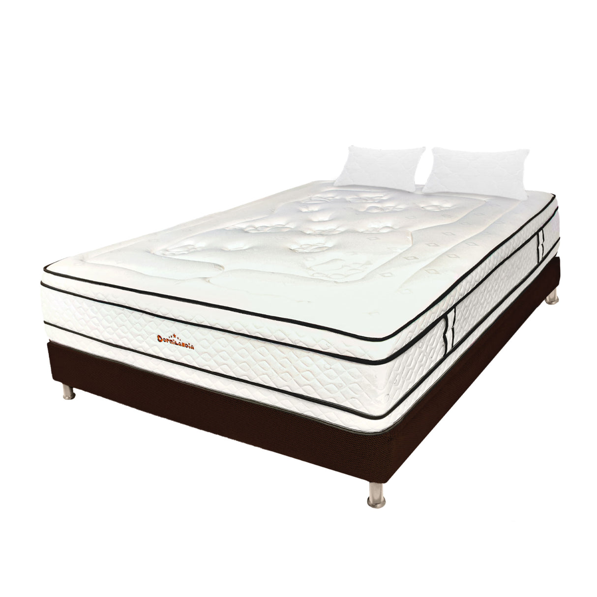 Combo Base Cama y Colchón Infinity Blanco y Cafe King 200 X 200 Cm Firmeza Medio Firme Doble Faz - COLCHONES | Bylmo