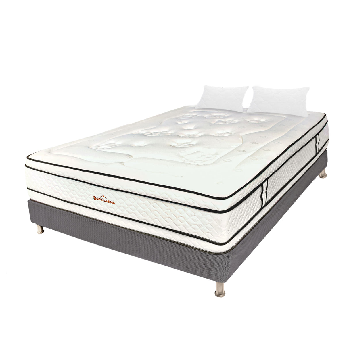 Combo Base Cama y Colchón Infinity Blanco y Gris Queen 160 X 190 Cm Firmeza Medio Firme Doble Faz - COLCHONES | Bylmo