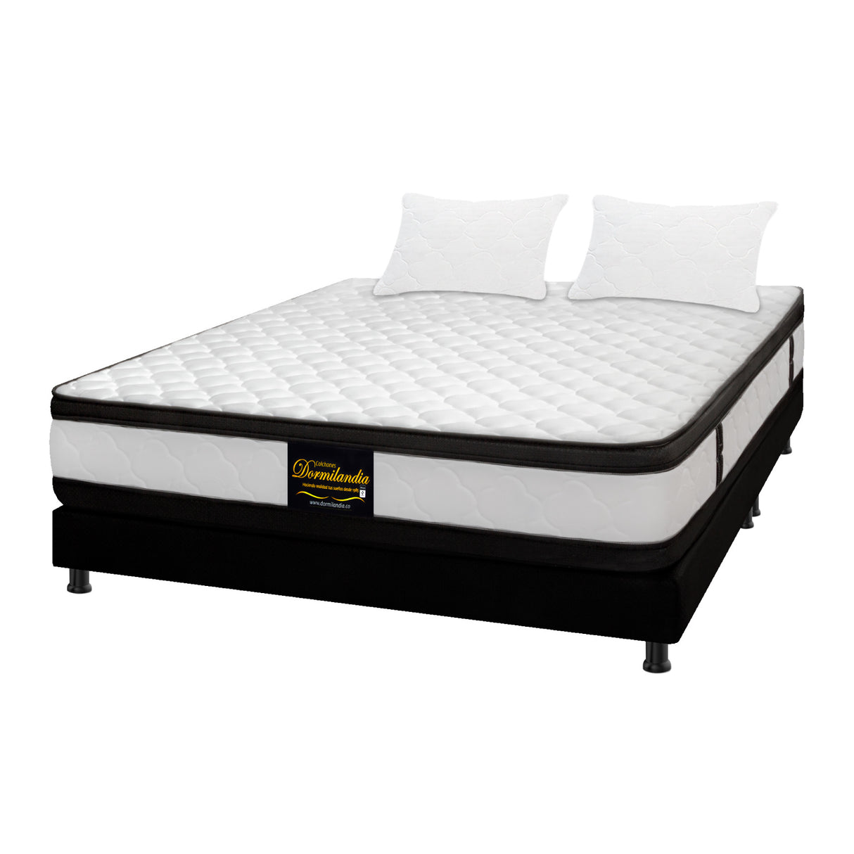 Combo Base Cama y Colchón Malta Blanco y Negro Queen 160 X 190 Cm Firmeza Firme Doble Faz - COLCHONES | Bylmo