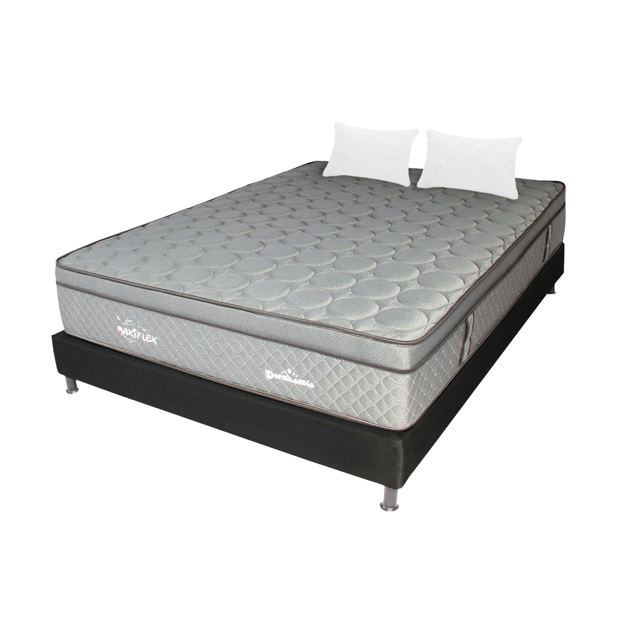 Combo Base Cama y Colchón Maxiflex Gris y Negro King 200 X 200 Cm Firmeza Suave - COLCHONES | Bylmo