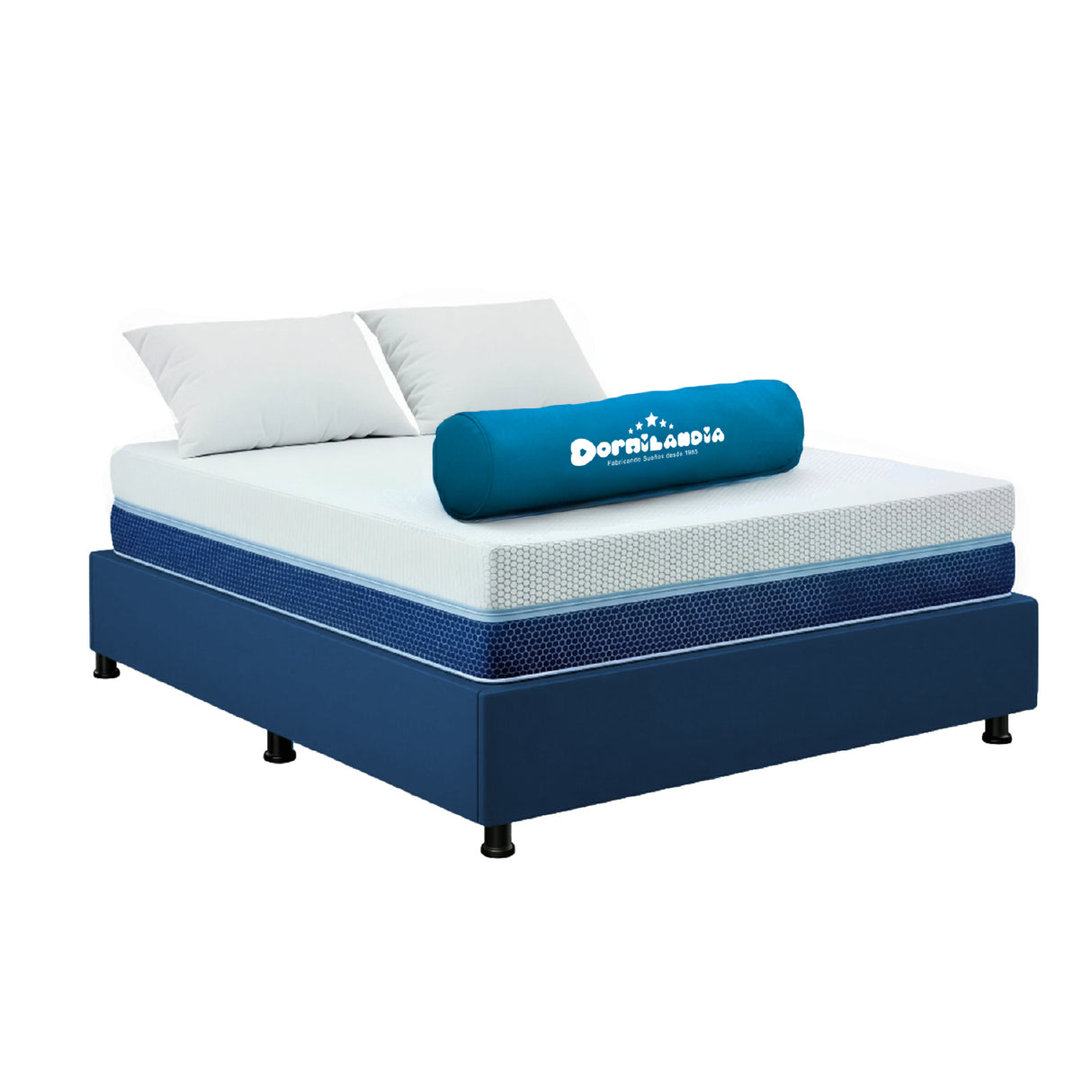 Combo Base Cama y Colchón Multisleep Blanco y Azul Queen 160 X 190 Cm Firmeza Medio Doble Faz - COLCHONES | Bylmo