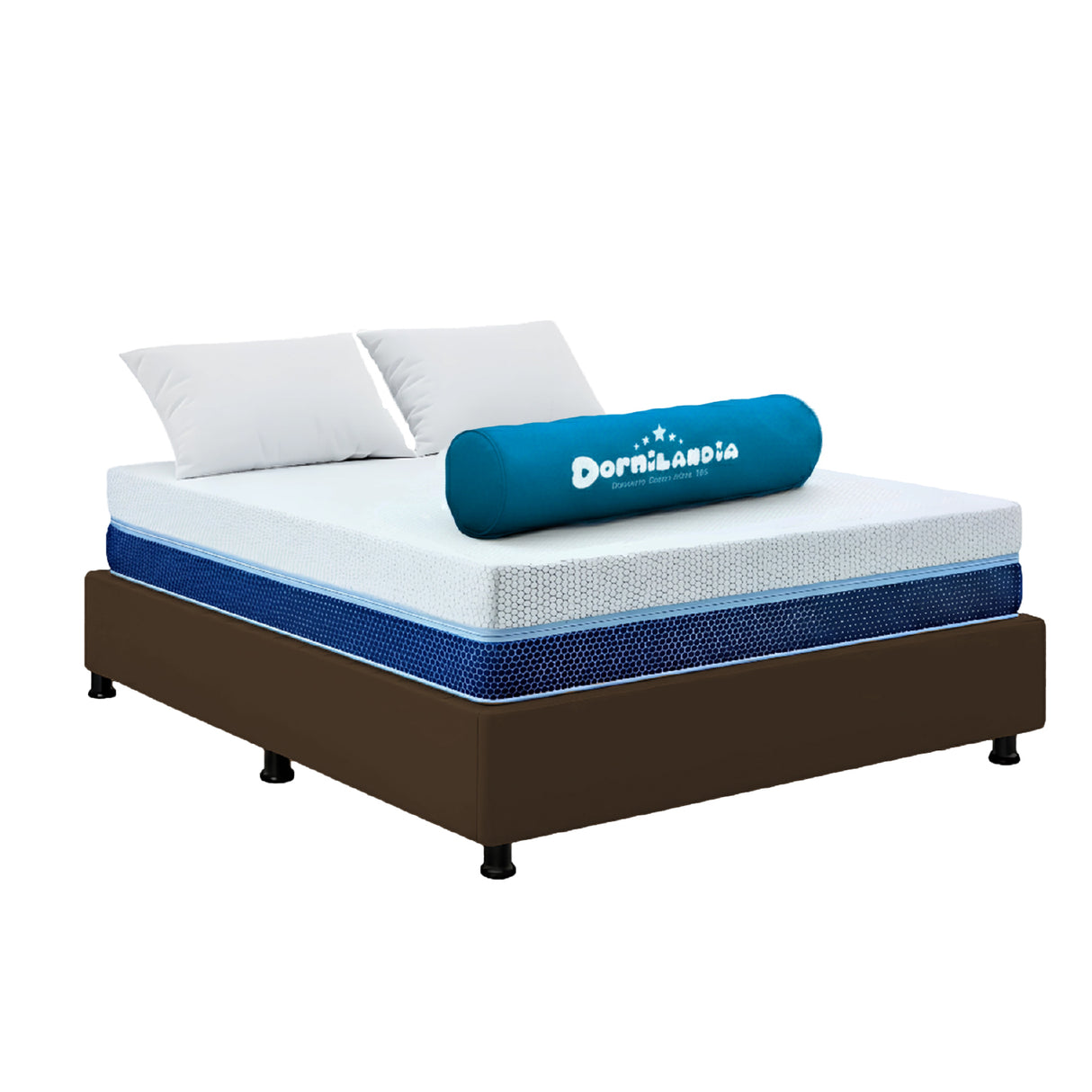 Combo Base Cama y Colchón Multisleep Blanco y Cafe Queen 160 X 190 Cm Firmeza Medio Doble Faz - COLCHONES | Bylmo