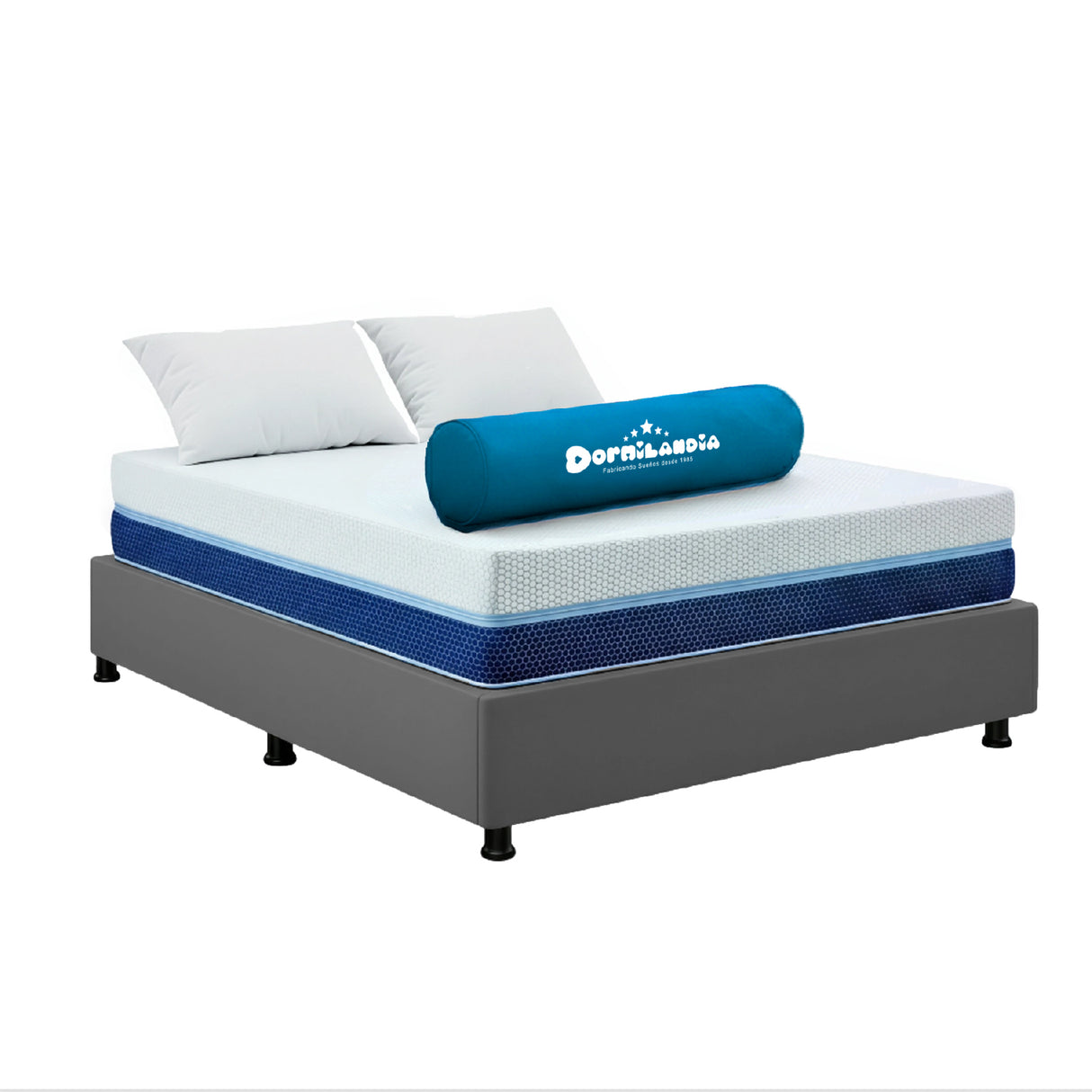 Combo Base Cama y Colchón Multisleep Blanco y Gris Queen 160 X 190 Cm Firmeza Medio Doble Faz - COLCHONES | Bylmo