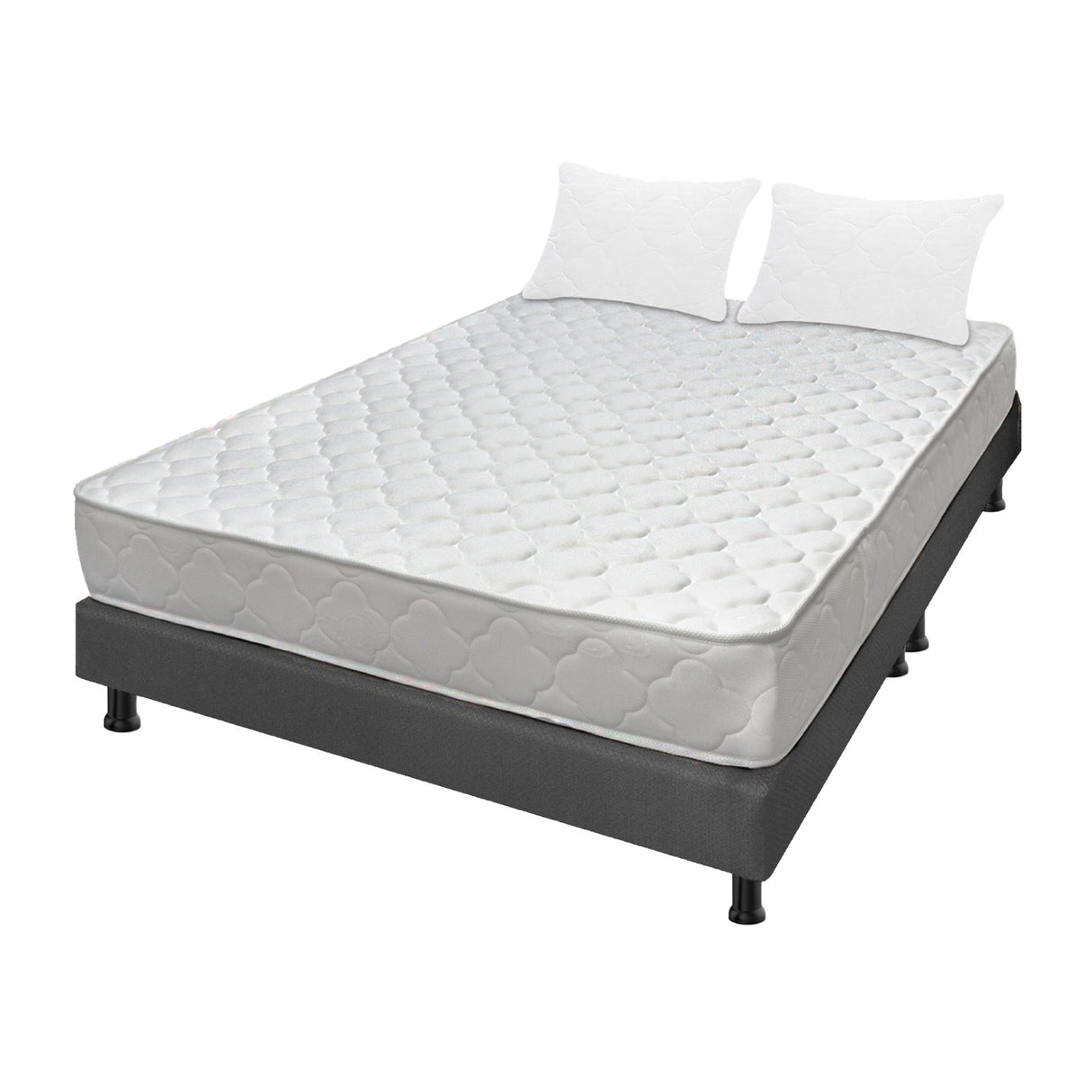 Combo Base Cama y Colchón Ultraflex Blanco y Gris Queen 160 X 190 Cm Firmeza Firme Doble Faz - COLCHONES | Bylmo