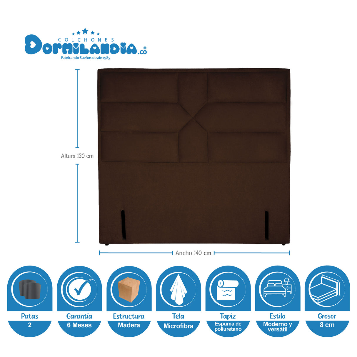 Combo Colchón Infinity Blanco y Cafe Doble 140 X 190 Cm Firmeza Medio Firme Doble Faz Con Cabecero y Base Cama - COLCHONES | Bylmo
