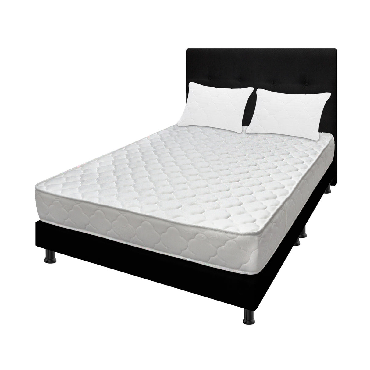 Combo Colchón Macizo Blanco y Negro King 200 X 200 Cm Firmeza Firme Doble Faz Con Cabecero y Base Cama - COLCHONES | Bylmo