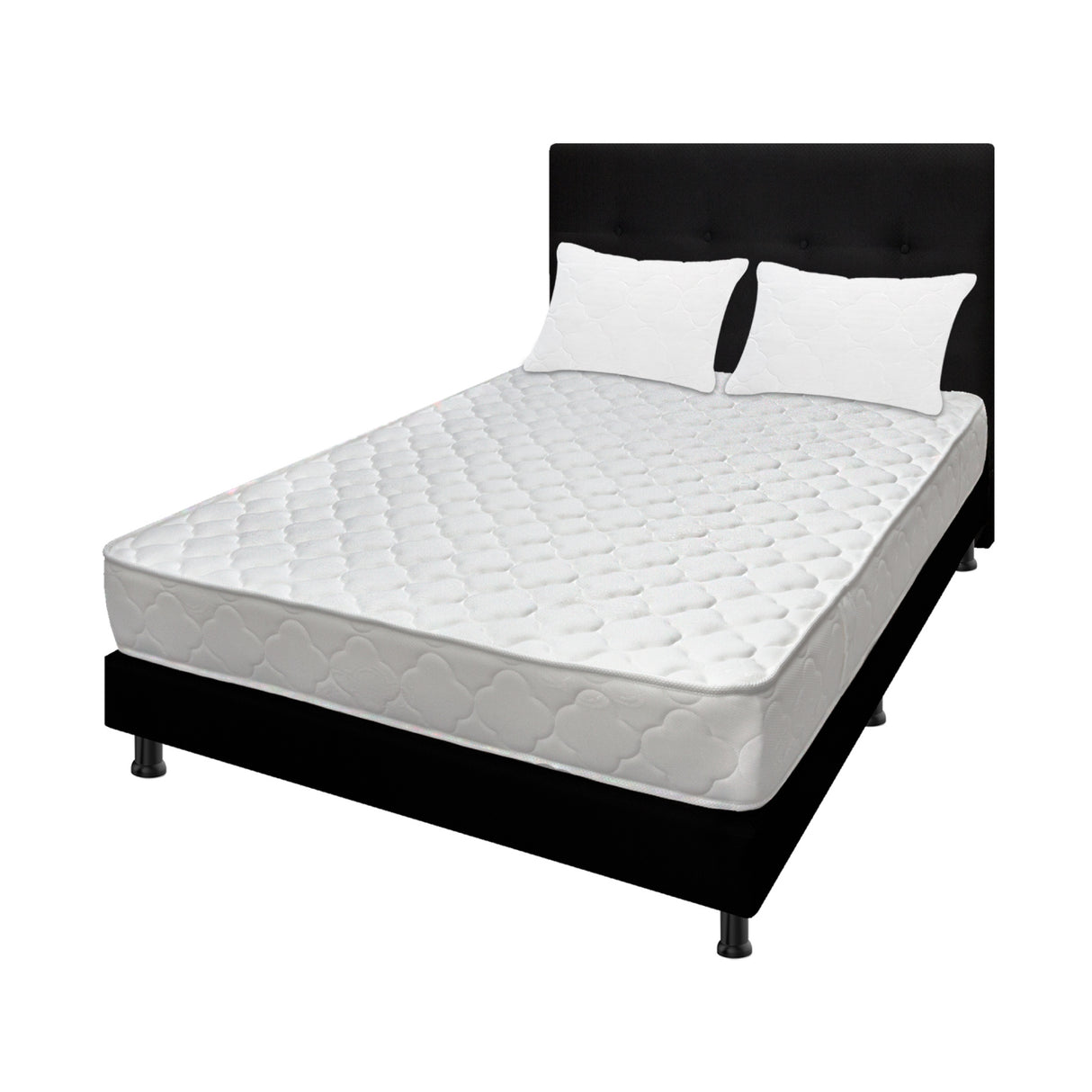 Combo Colchón Ultraflex Blanco y Negro Doble 140 X 190 Cm Firmeza Firme Doble Faz Con Cabecero y Base Cama - COLCHONES | Bylmo