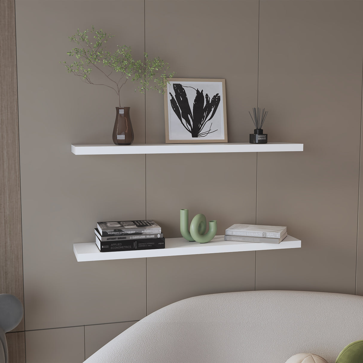 Set de 2 Repisas Blanco 120x3.8cm Rectangular Minimalista - REPISAS | Bylmo