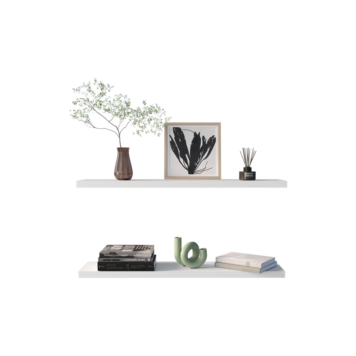 Set de 2 Repisas Blanco 120x3.8cm Rectangular Minimalista - REPISAS | Bylmo