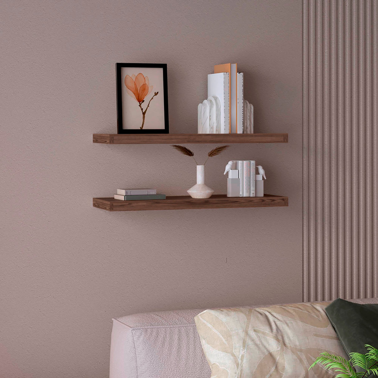 Set de 2 Repisas Coñac 80x3.8cm Rectangular Minimalista - REPISAS | Bylmo