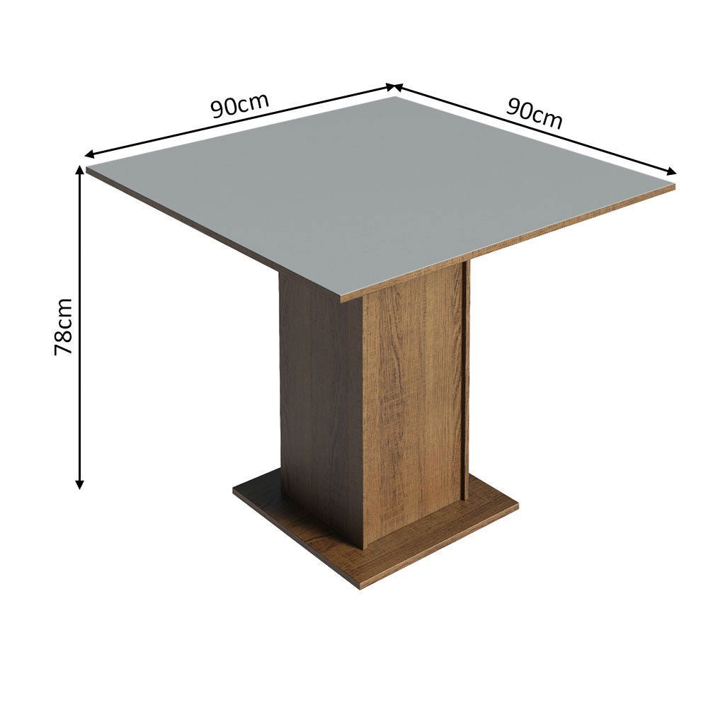Combo Comedor y Sillas Samara Marron con Gris y Beige 90x78cm Cuadrado de Cuatro Puestos con Cuatro Sillas - COMEDORES | Bylmo