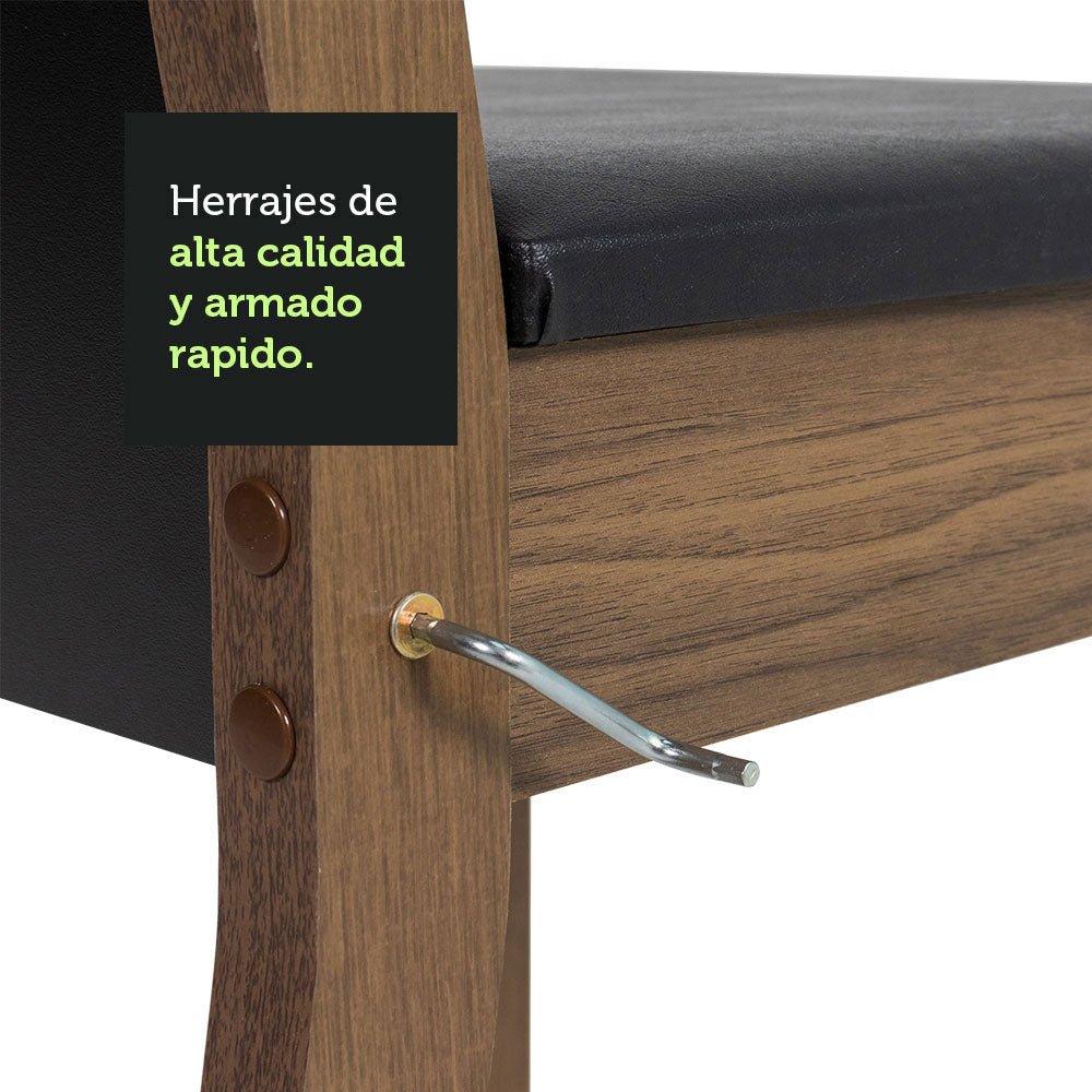 Combo Comedor y Sillas Tifani Marron con Crema y Negro 90x78cm Cuadrado de Cuatro Puestos con Cuatro Sillas - COMEDORES | Bylmo