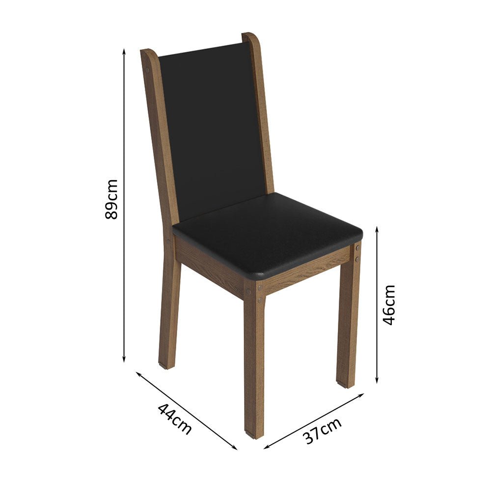 Combo Comedor y Sillas Tifani Marron y Negro 90x78cm Cuadrado de Cuatro Puestos con Cuatro Sillas - COMEDORES | Bylmo