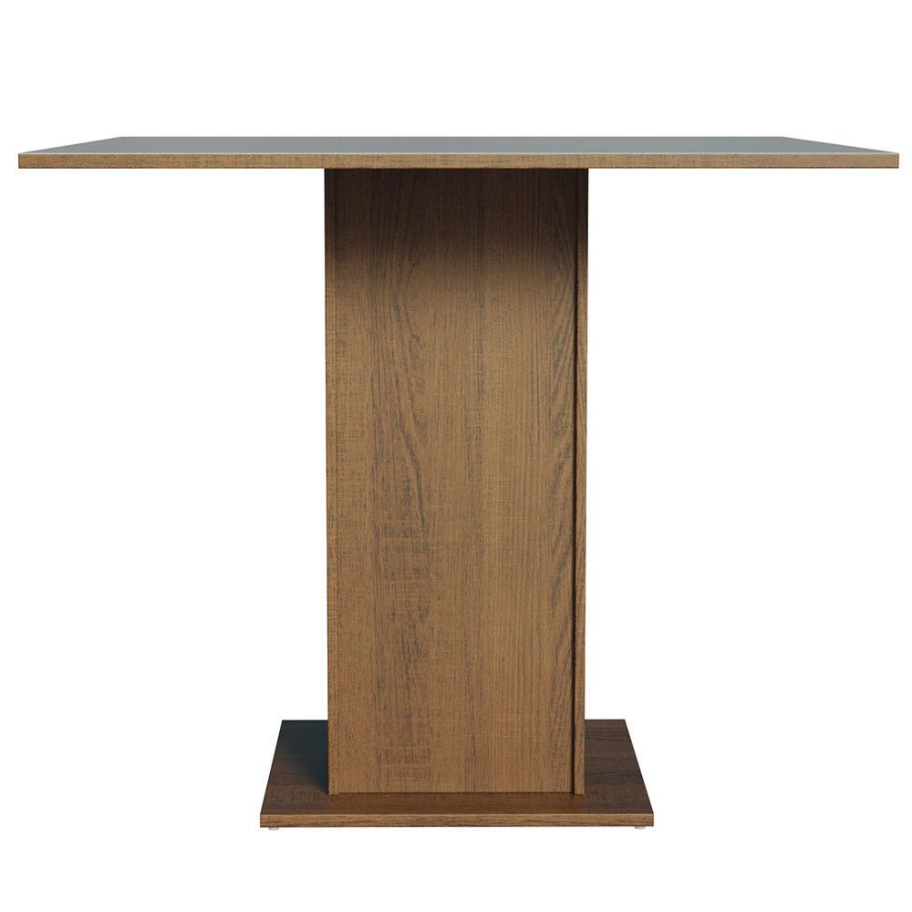 Comedor Marron y Gris 90x78cm Cuadrado de Cuatro Puestos Sin Sillas y Encimera con Vidrio - COMEDORES | Bylmo