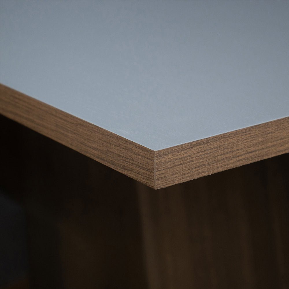 Comedor Marron y Gris 90x78cm Cuadrado de Cuatro Puestos Sin Sillas y Encimera con Vidrio - COMEDORES | Bylmo