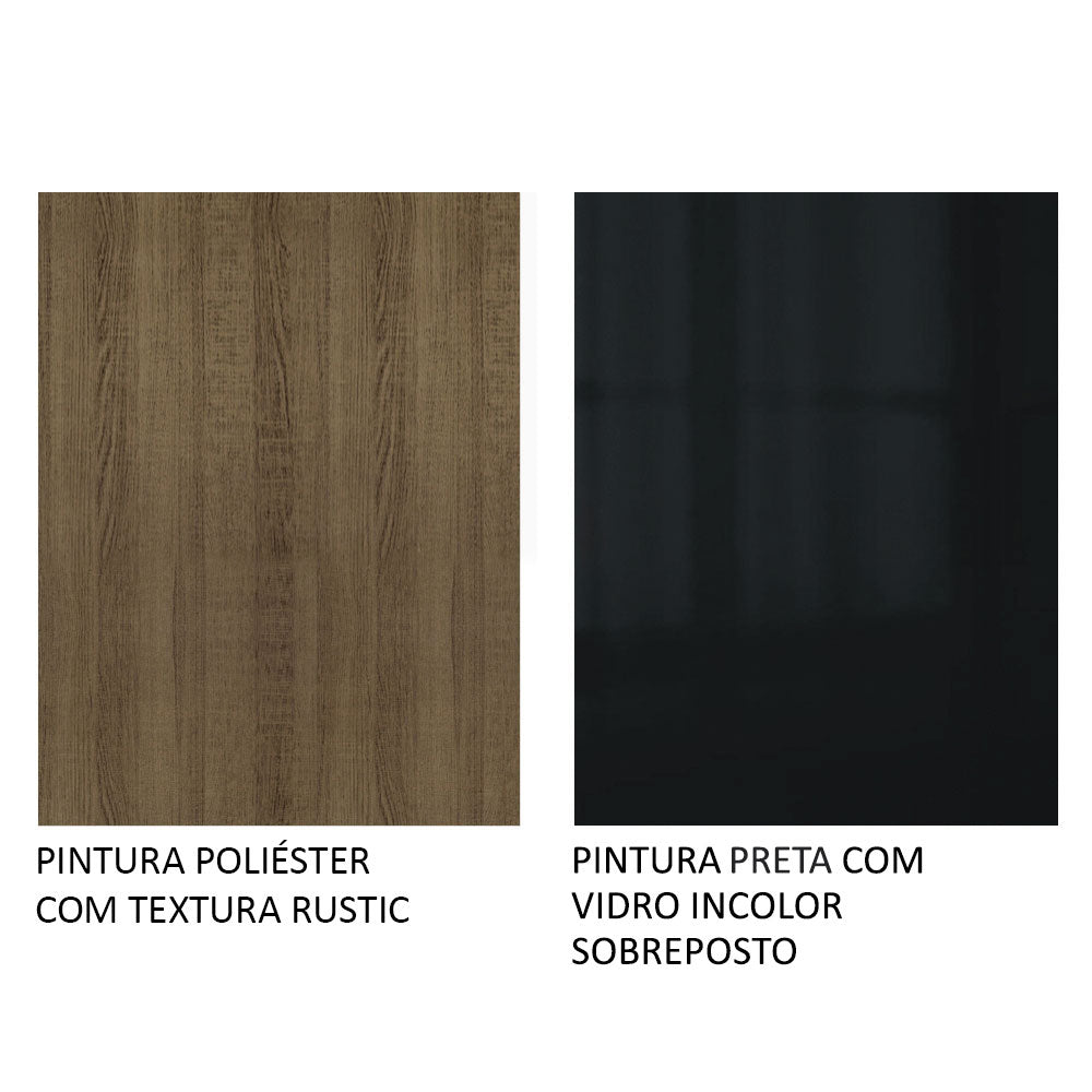 Comedor Marron y Negro 160x79cm Rectangular de Seis Puestos Sin Sillas y con Encimera de Vidrio - COMEDORES | Bylmo