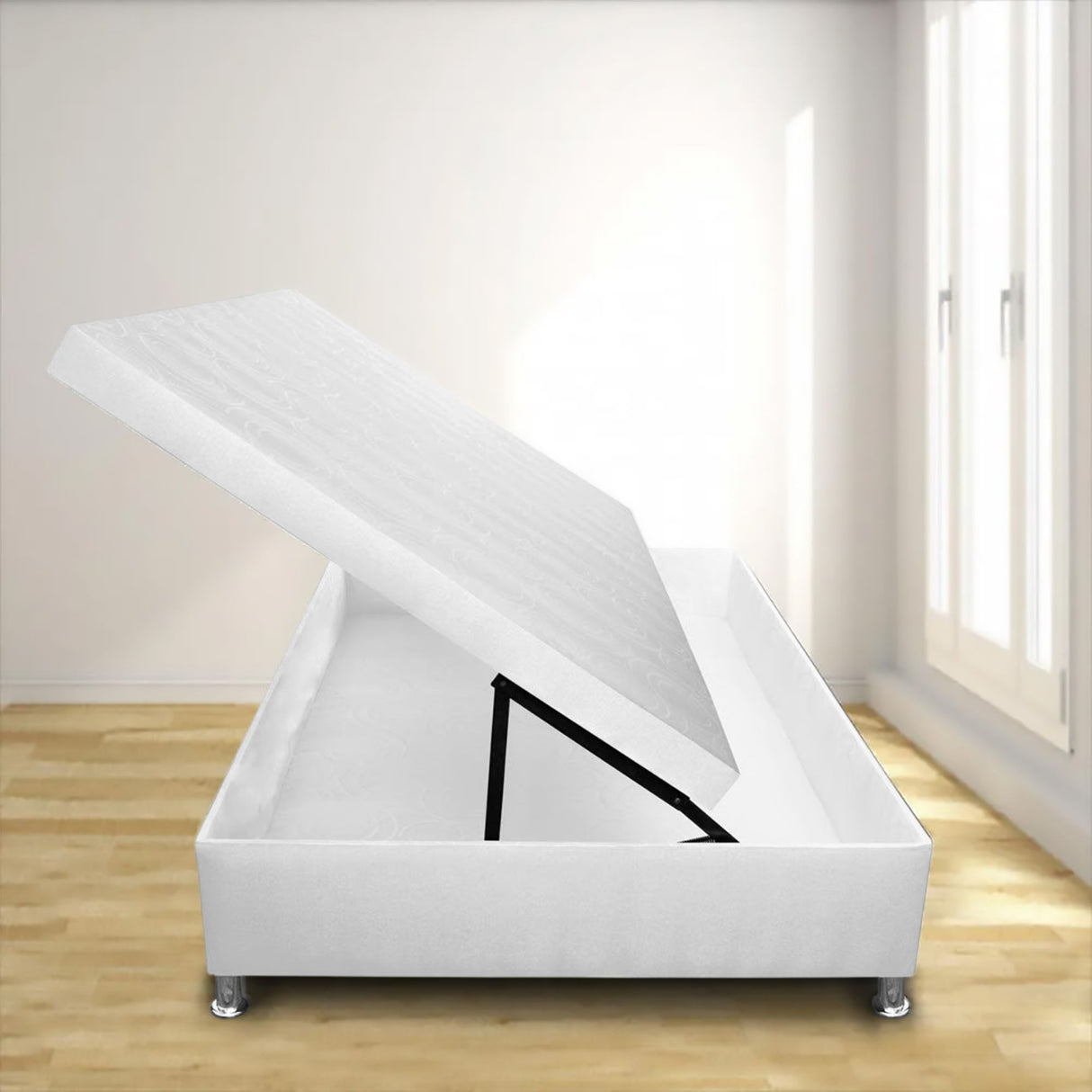 Cama Baúl Blanco 90x43Cm Para Cochón Sencillo 90 X 190 Cm de Apertura Horizontal - CAMAS | Bylmo