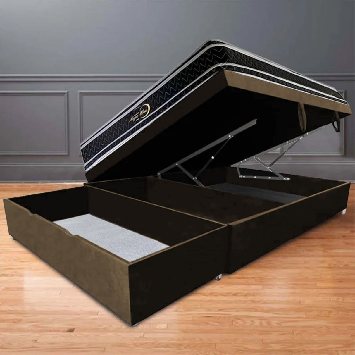 Cama Baúl Sall Cafe 90x43Cm Para Cochón Sencillo 90 X 190 Cm Con Cajones - CAMAS | Bylmo