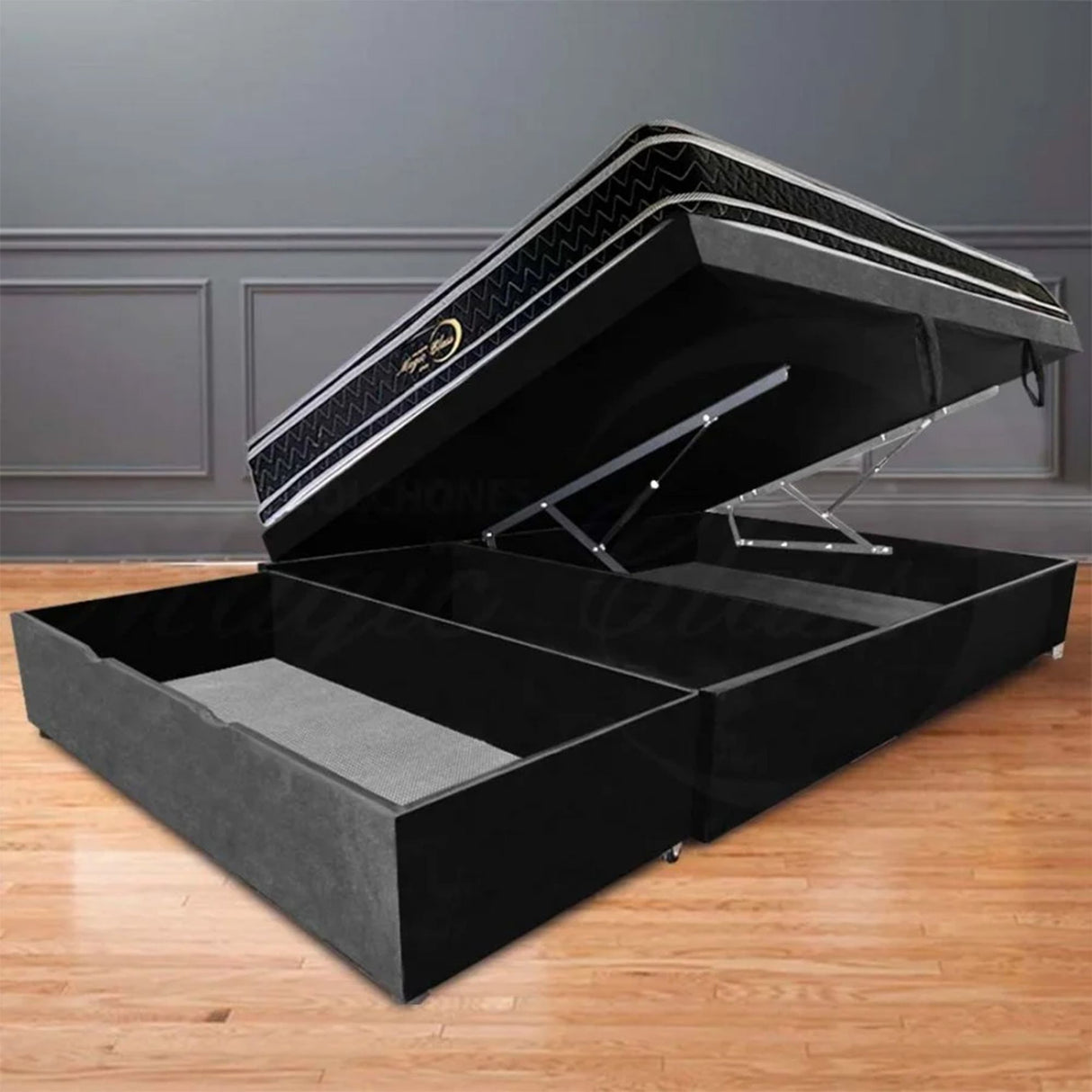 Cama Baúl Sall Negro 140x43Cm Para Cochón Doble 140 X 190 Cm Con Cajones - CAMAS | Bylmo