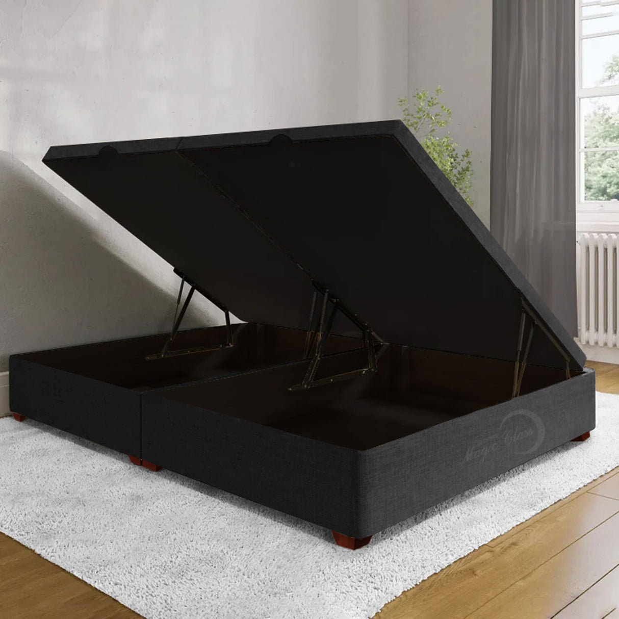 Cama Baúl Negro 120x43Cm Para Cochón Semidoble 120 X 190 Cm de Apertura Hidráulica - CAMAS | Bylmo
