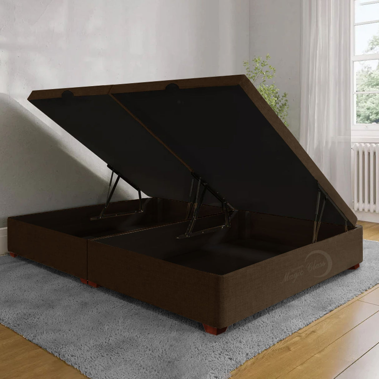 Cama Baúl Cafe 140x43Cm Para Cochón Doble 140 X 190 Cm de Apertura Hidráulica - CAMAS | Bylmo