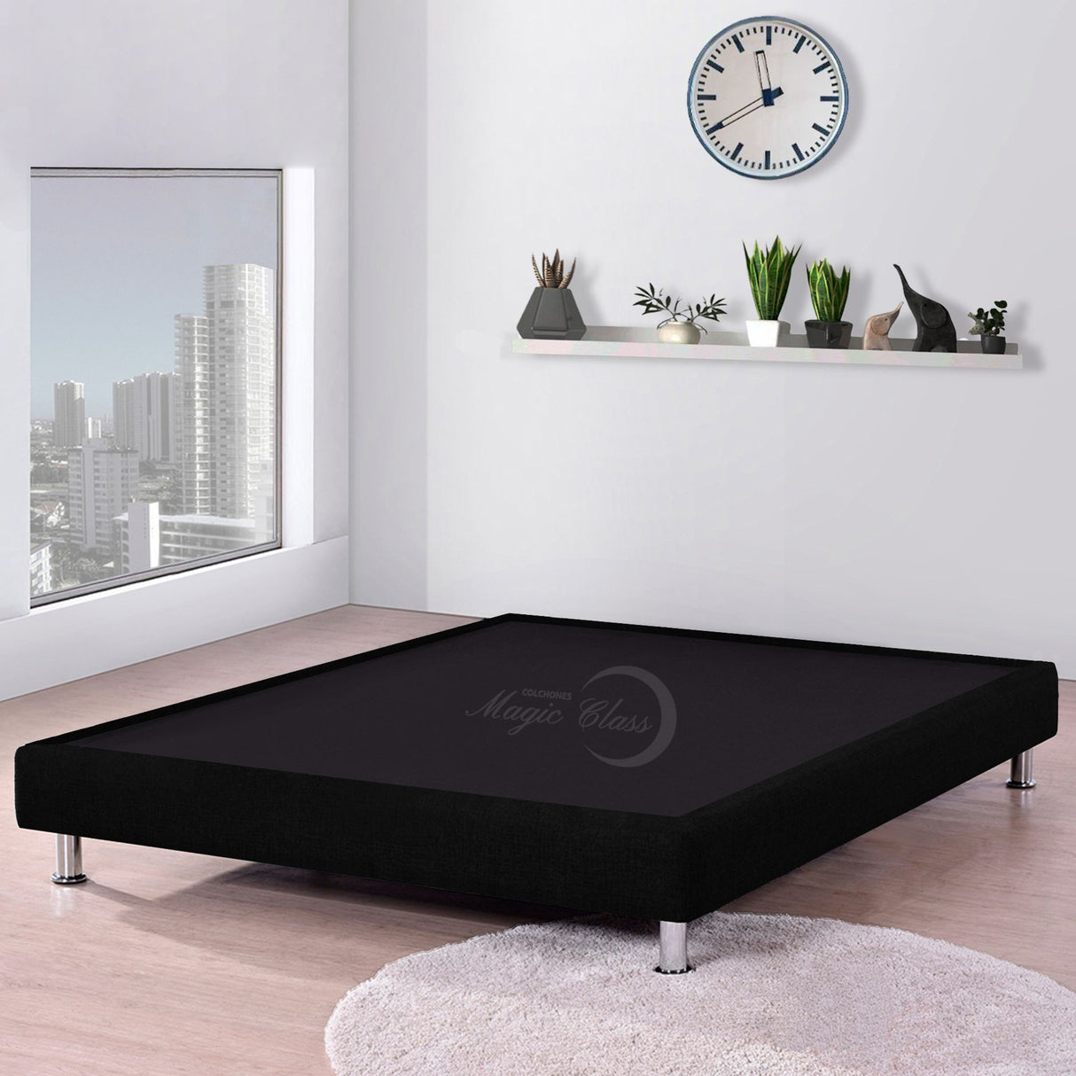 Base Cama Negro 100x30Cm Para Cochón Sencillo 100 X 190 Cm Con Pestaña - CAMAS | Bylmo