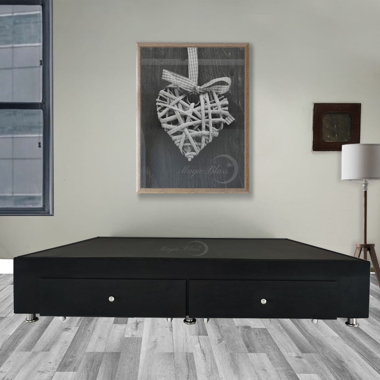 Base Cama Negro 140x40Cm Para Cochón Doble 140 X 190 Cm Con Cajones - CAMAS | Bylmo