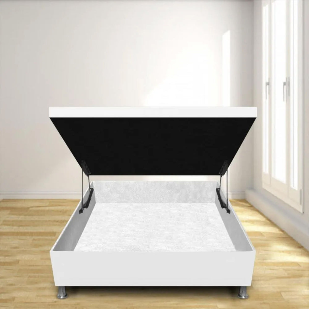 Cama Baúl Blanco 100x43Cm Para Cochón Sencillo 100 X 190 Cm de Apertura Vertical - CAMAS | Bylmo