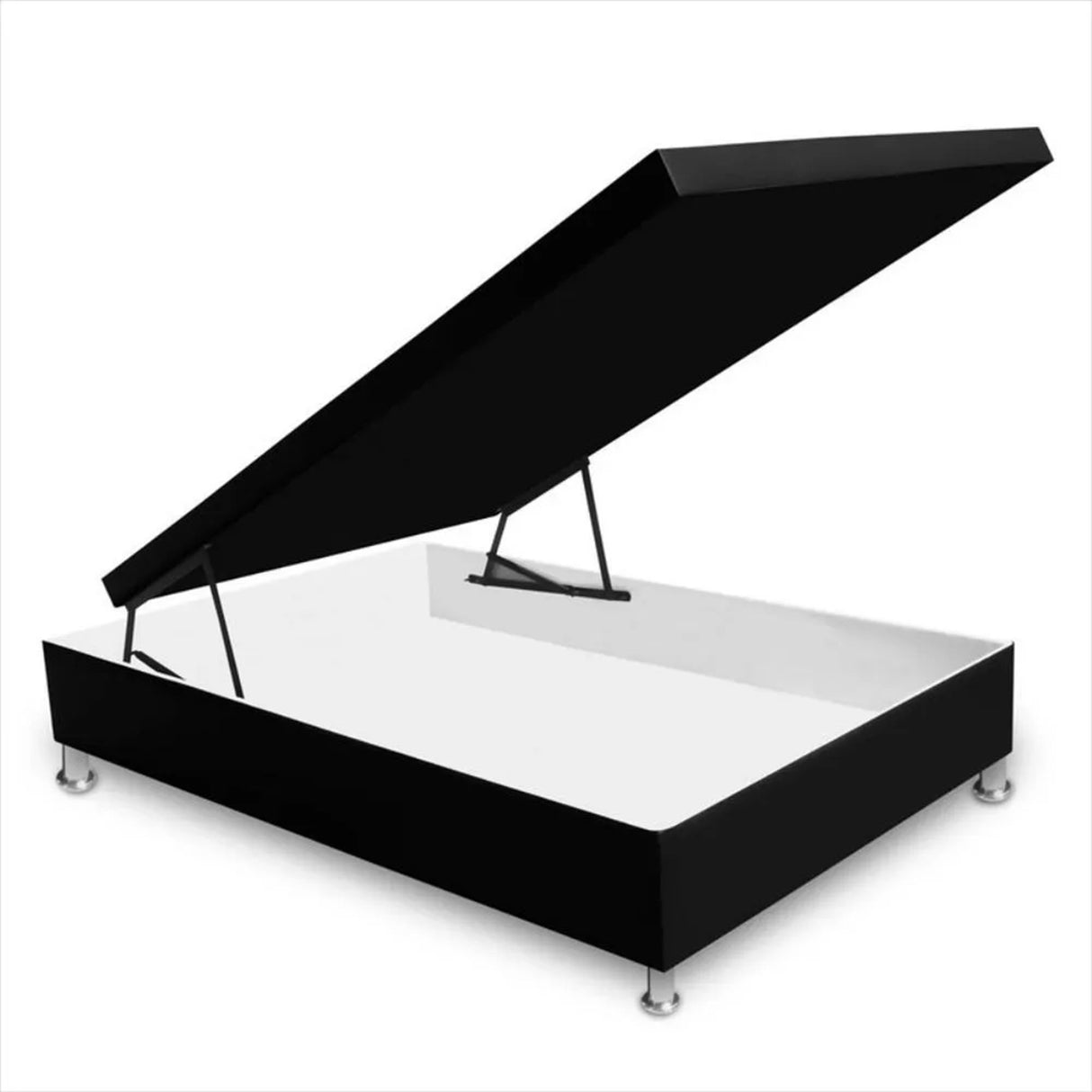 Cama Baúl Negro 100x43Cm Para Cochón Sencillo 100 X 190 Cm de Apertura Vertical - CAMAS | Bylmo