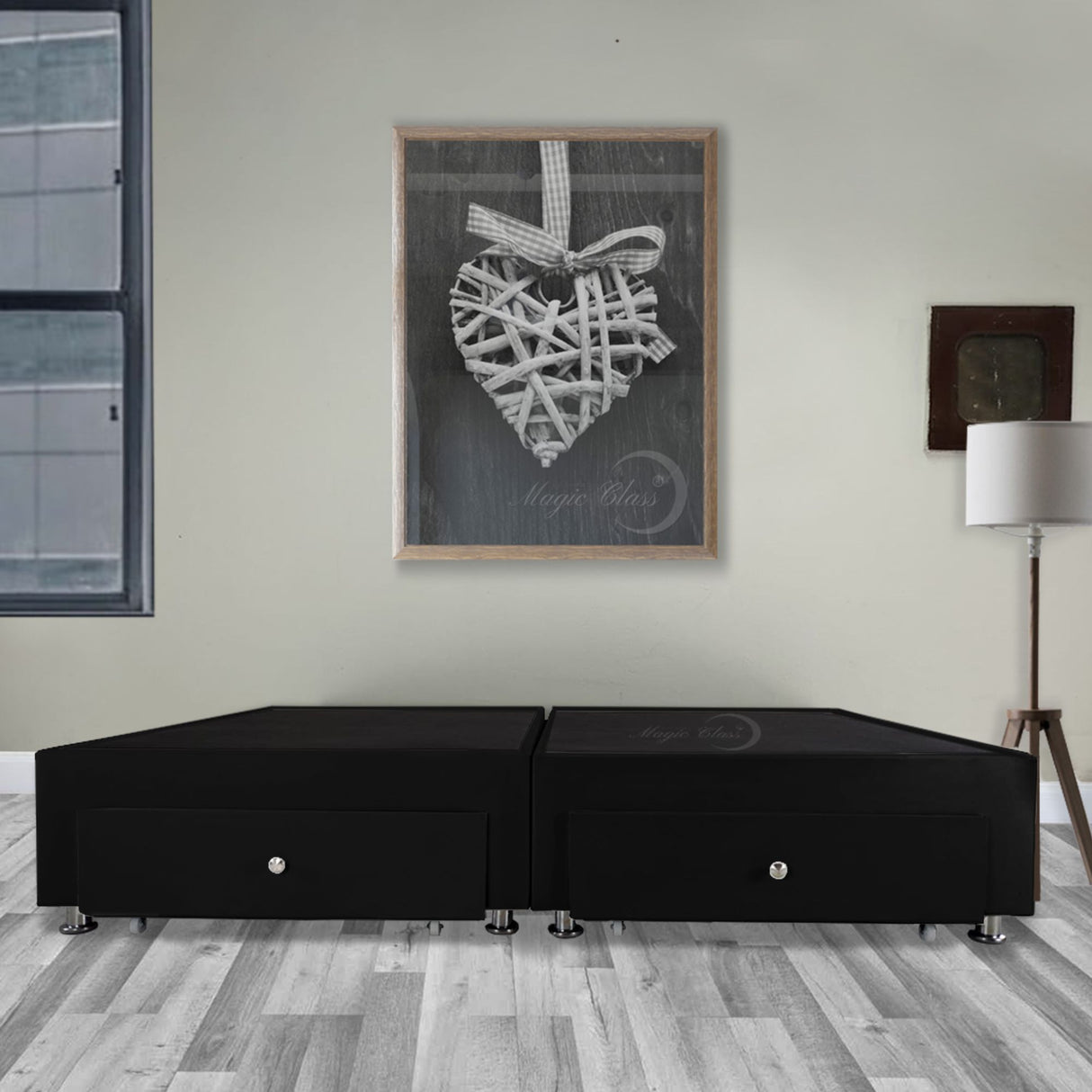 Base Cama Dividida Negro 200x40Cm Para Cochón Dividida King 200 X 200 Cm Con Cajones - CAMAS | Bylmo