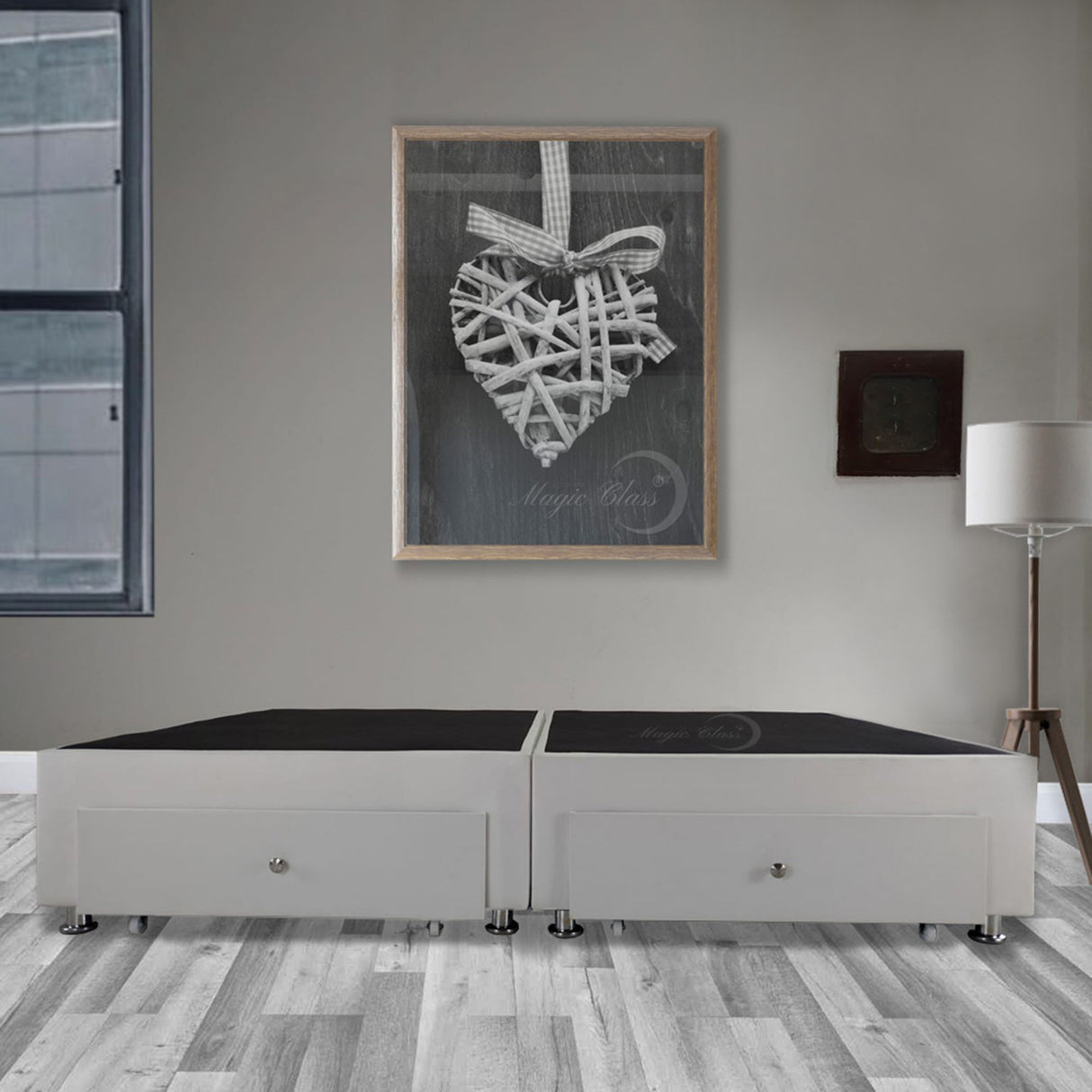 Base Cama Dividida Gris 200x40Cm Para Cochón Dividida King 200 X 200 Cm Con Cajones - CAMAS | Bylmo