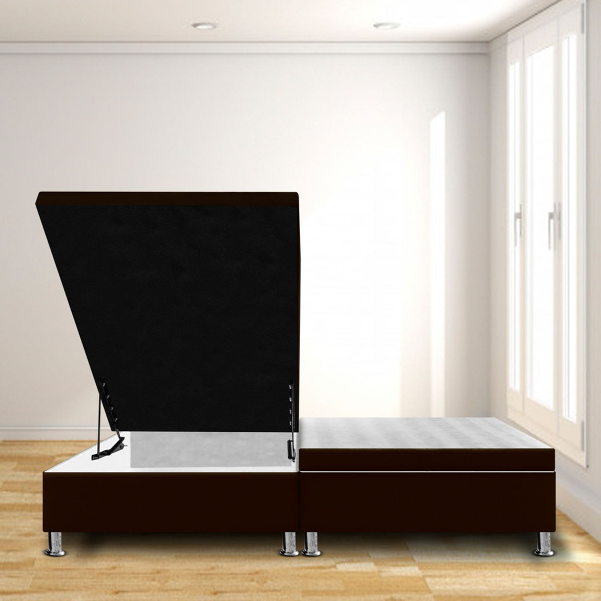 Cama Baúl Cafe 120x43Cm Para Cochón Semidoble 120 X 190 Cm Dividida - CAMAS | Bylmo