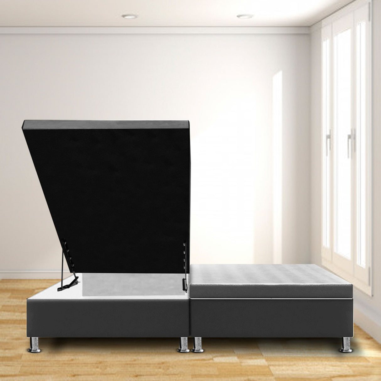 Cama Baúl Gris 140x43Cm Para Cochón Doble 140 X 190 Cm Dividida - CAMAS | Bylmo