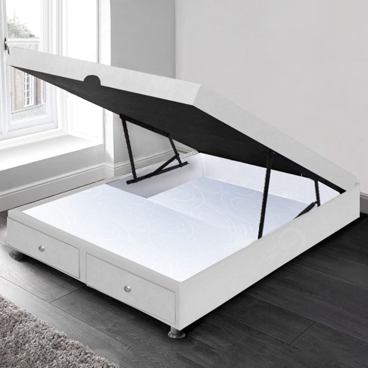 Cama Baúl Blanco 90x43Cm Para Cochón Sencillo 90 X 190 Cm con Cajones - CAMAS | Bylmo