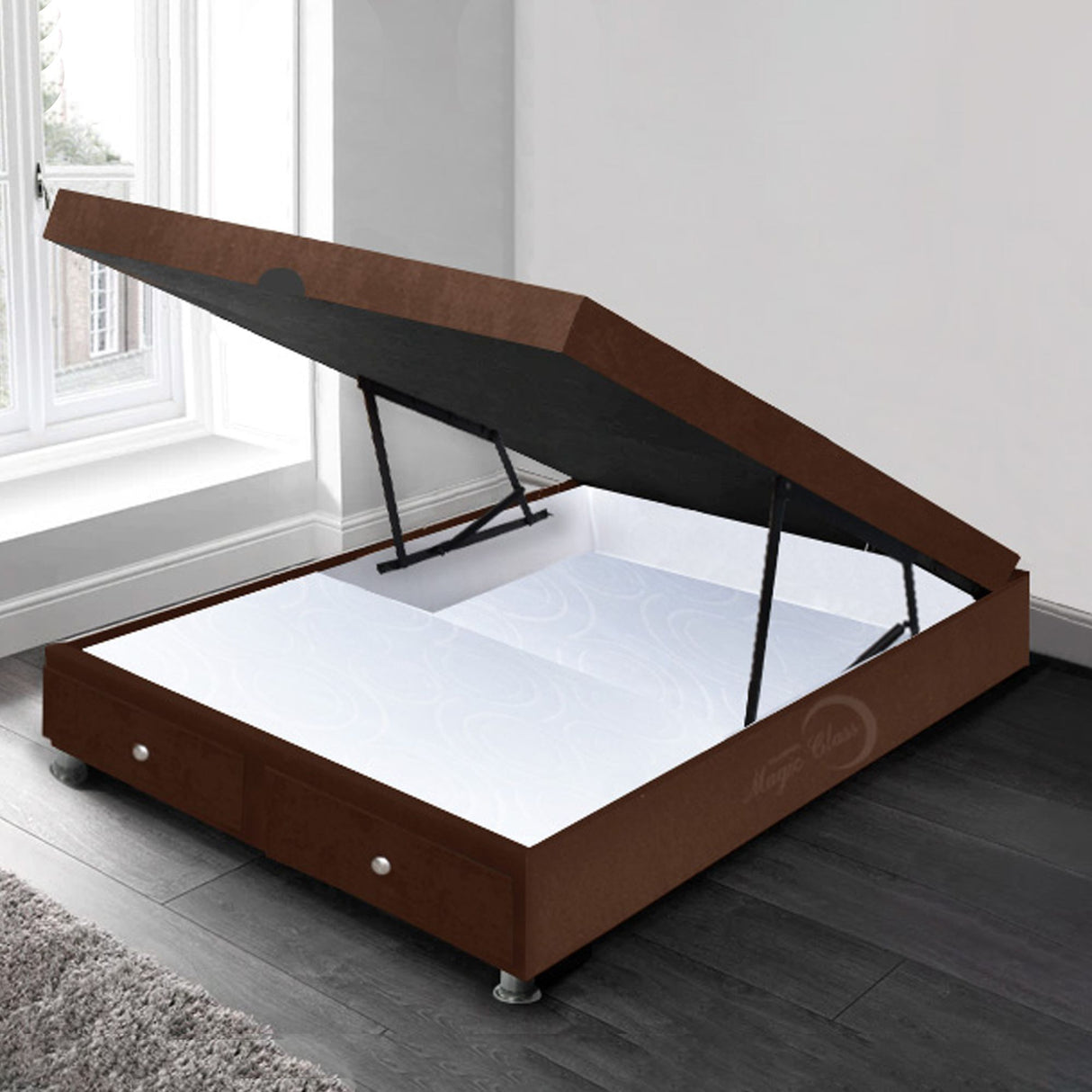 Cama Baúl Cafe 90x43Cm Para Cochón Sencillo 90 X 190 Cm con Cajones - CAMAS | Bylmo