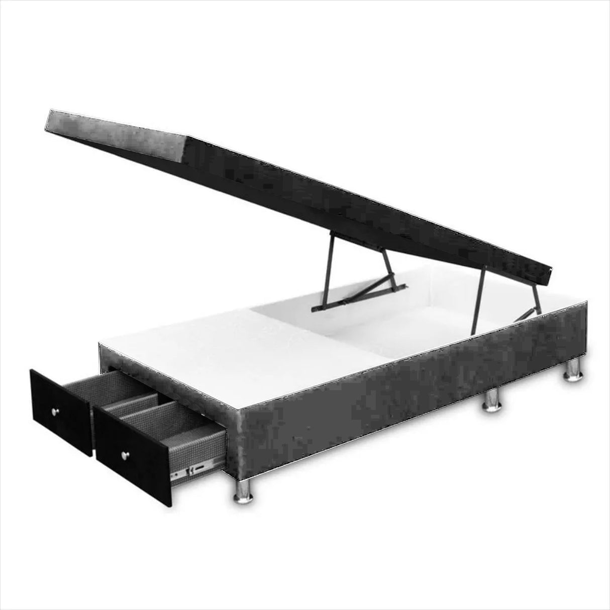 Cama Baúl Gris 90x43Cm Para Cochón Sencillo 90 X 190 Cm con Cajones - CAMAS | Bylmo