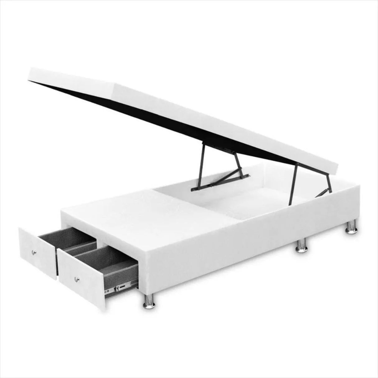 Cama Baúl Blanco 120x43Cm Para Cochón Semidoble 120 X 190 Cm con Cajones - CAMAS | Bylmo