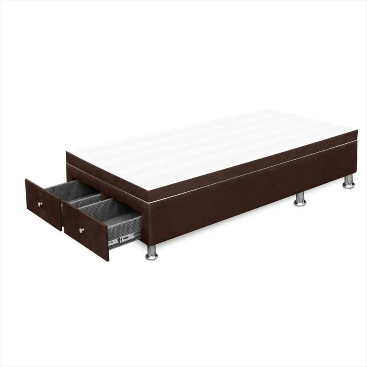 Cama Baúl Cafe 120x43Cm Para Cochón Semidoble 120 X 190 Cm con Cajones - CAMAS | Bylmo