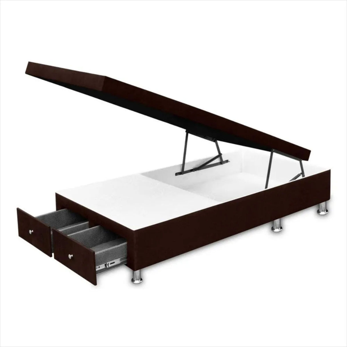 Cama Baúl Cafe 120x43Cm Para Cochón Semidoble 120 X 190 Cm con Cajones - CAMAS | Bylmo