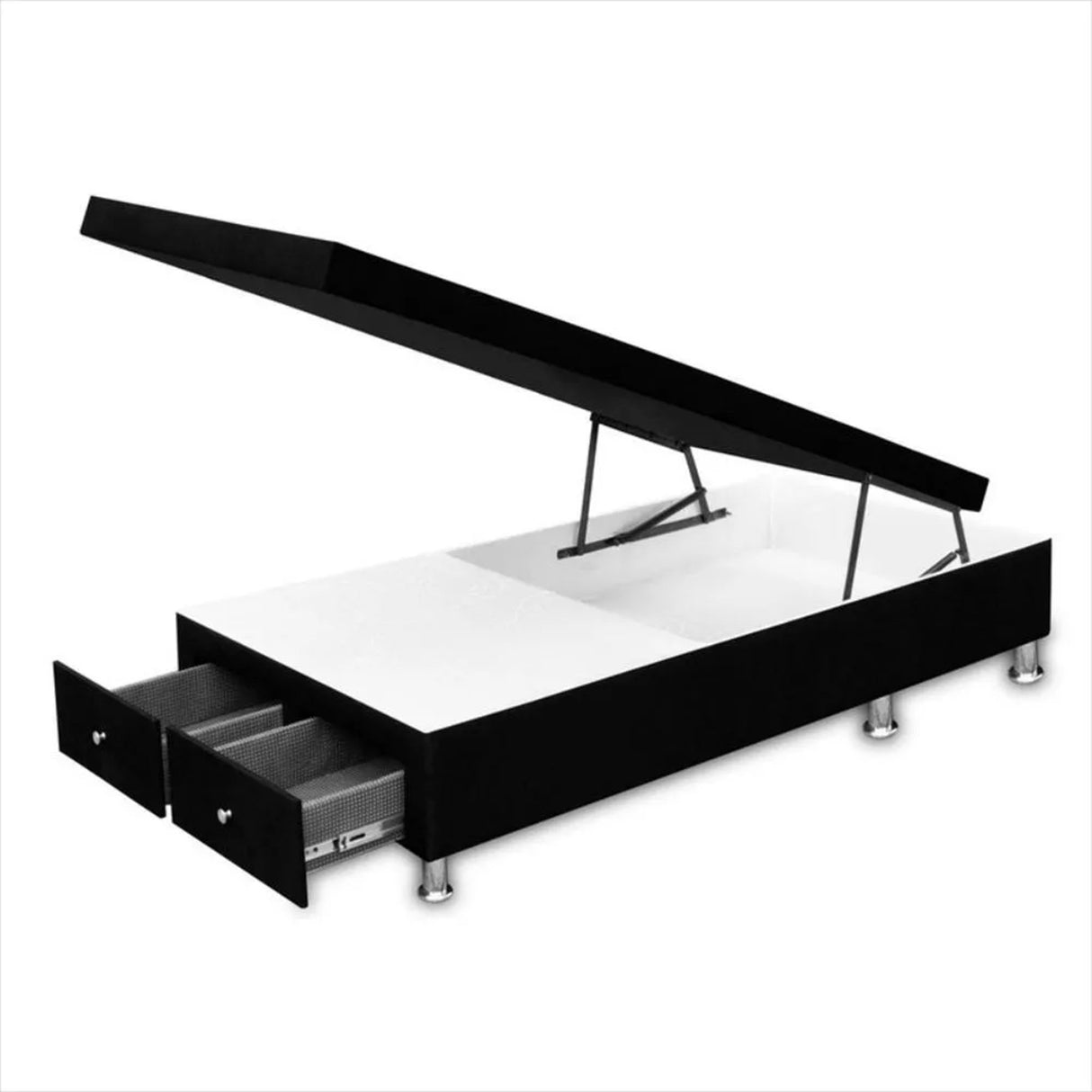 Cama Baúl Negro 120x43Cm Para Cochón Semidoble 120 X 190 Cm con Cajones - CAMAS | Bylmo